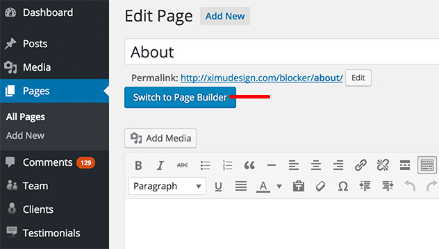Activate Page builder