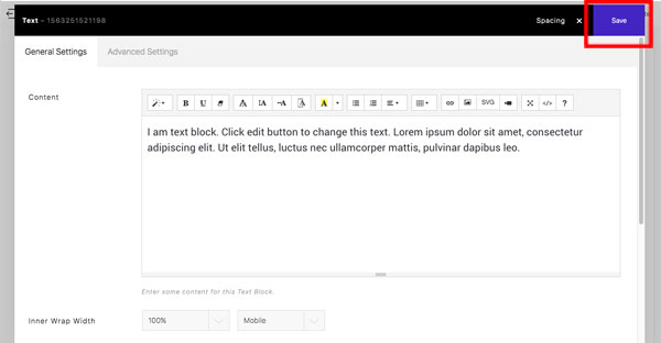 Save button in Module