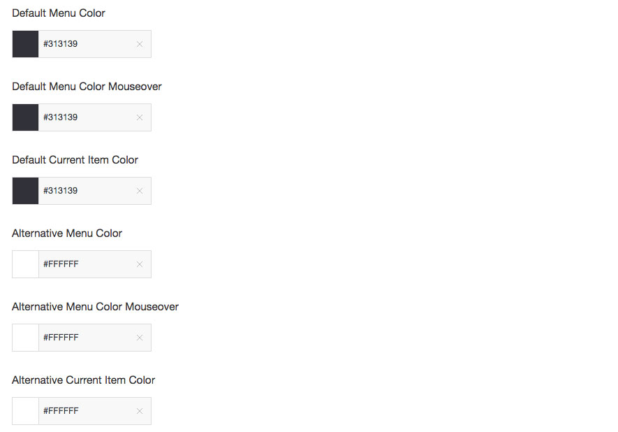 Color Menu options