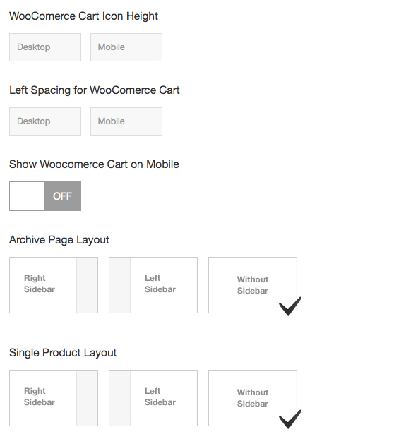 WooCommerce options