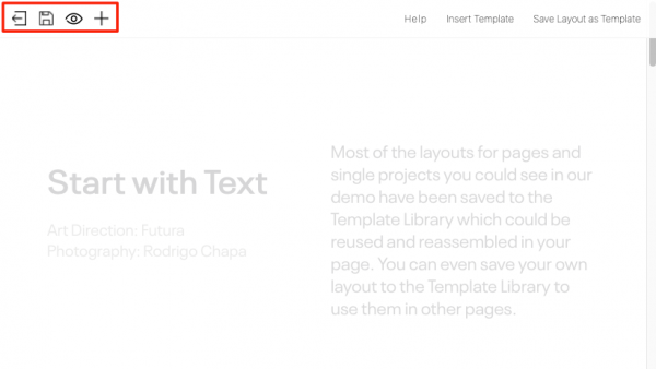 Tools on the top bar of BM content builder