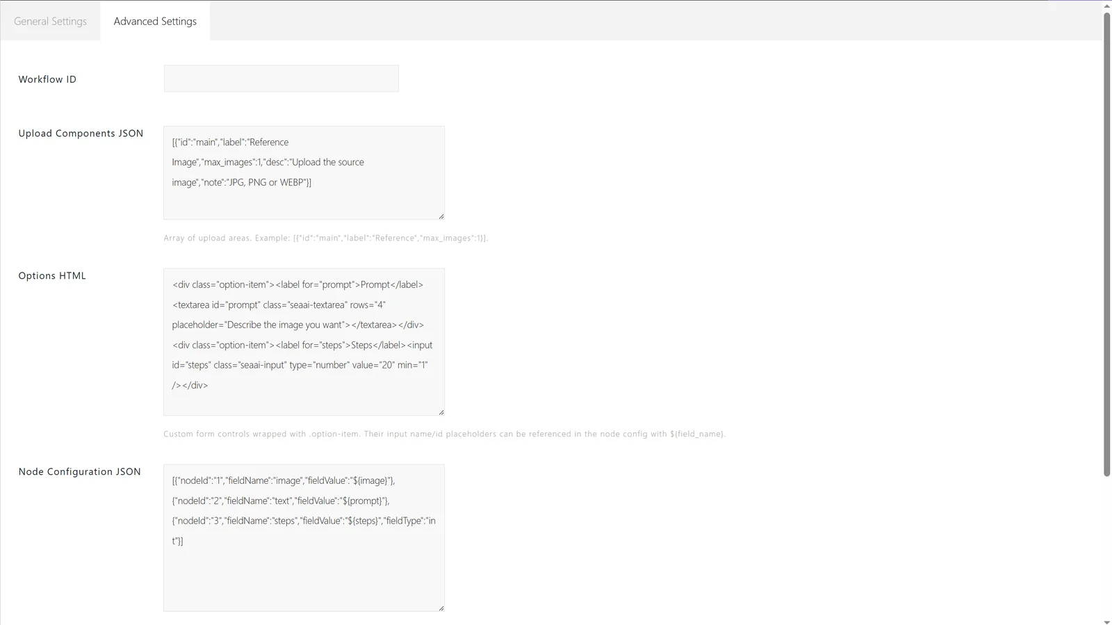 AI Image module advanced settings overview