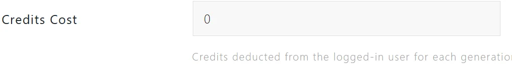 AI Image module credits cost option