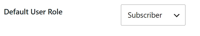Default User Role dropdown