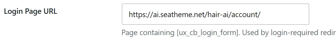 Login Page URL field