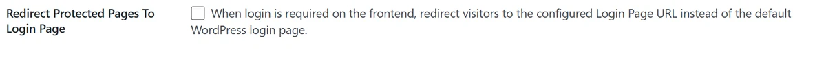 Redirect protected pages to login page option