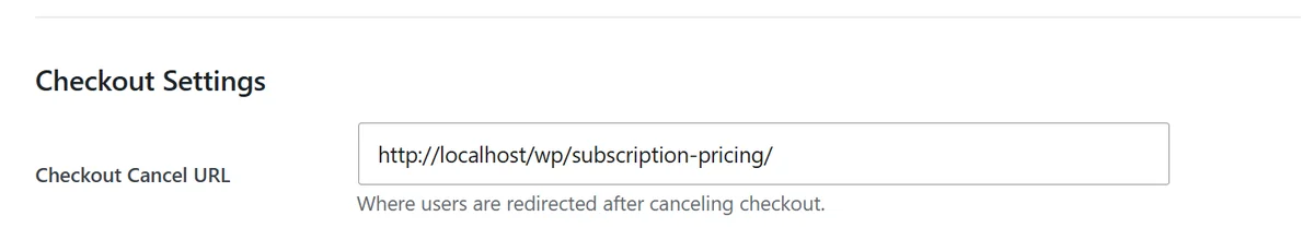 Checkout Cancel URL setting