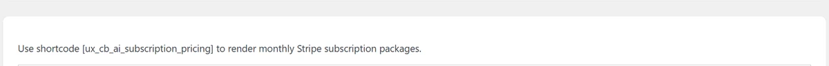 Subscription pricing shortcode instruction