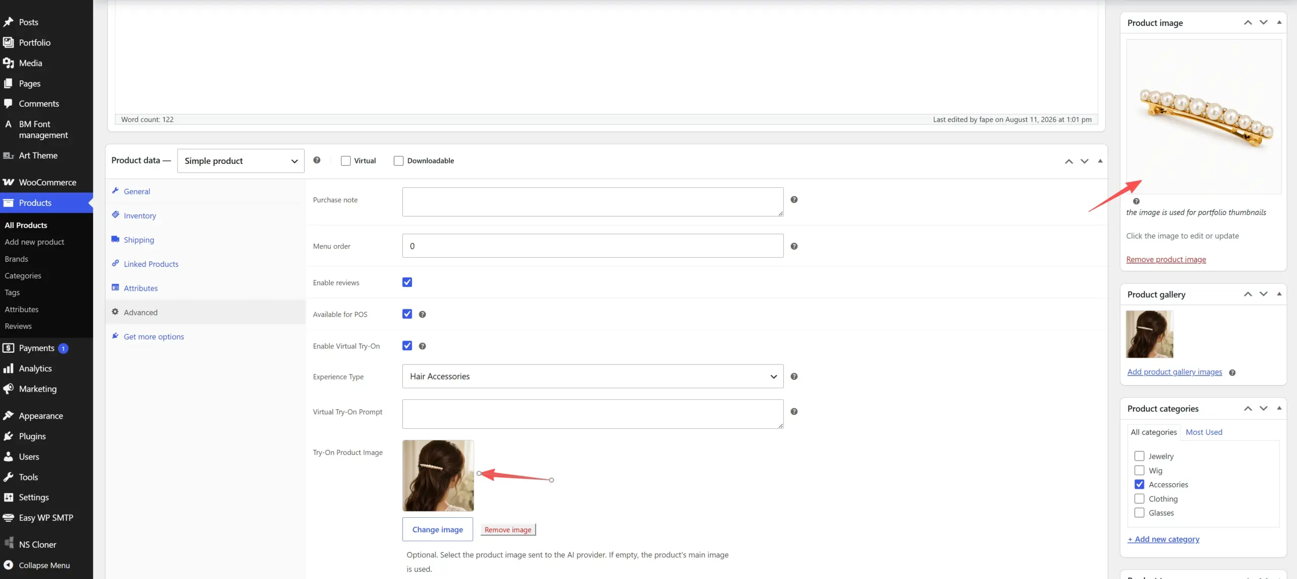 Set an optional Try-On Product Image for better SeaTryon results